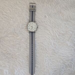 Timex Weekender Watch – Gray/Blue Nylon Strap, Indiglo